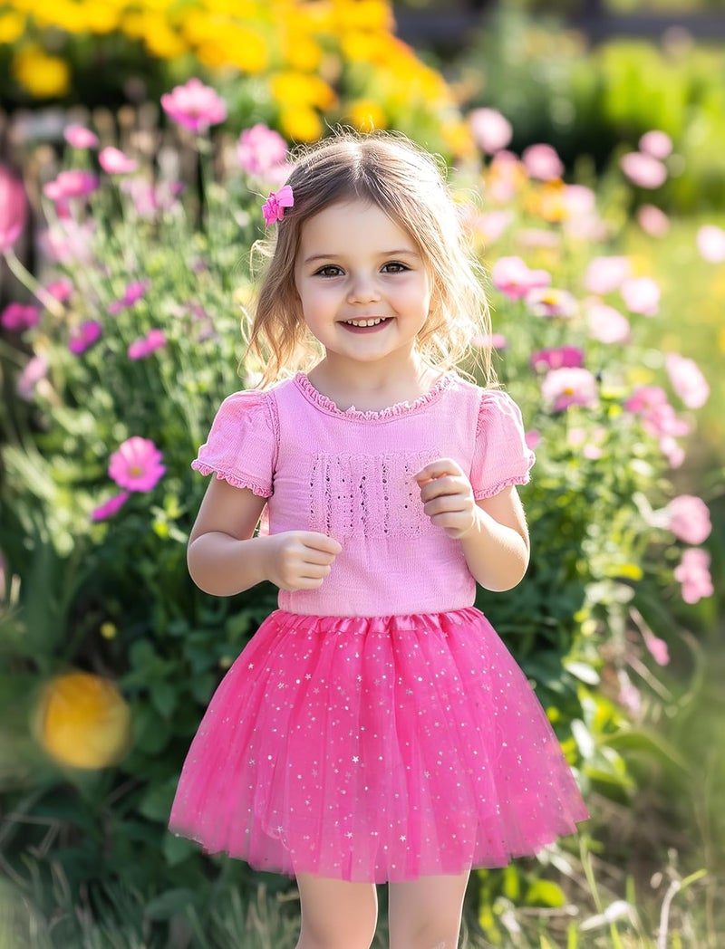 Lainlight Store Tutu for Girls Stars Sequins Princess Ballet Dress Tulle Skirt for Girls 4-12 Years 3 Layered - Image 5